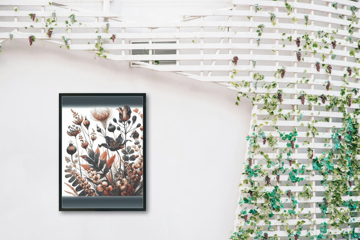 Vividus Flora Noir: Modern Botanical Watercolor Art