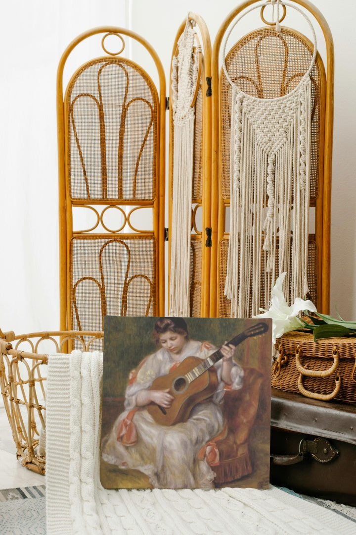 Woman Playing the Guitar by Pierre-Auguste Renoir Realism Art dated 1896