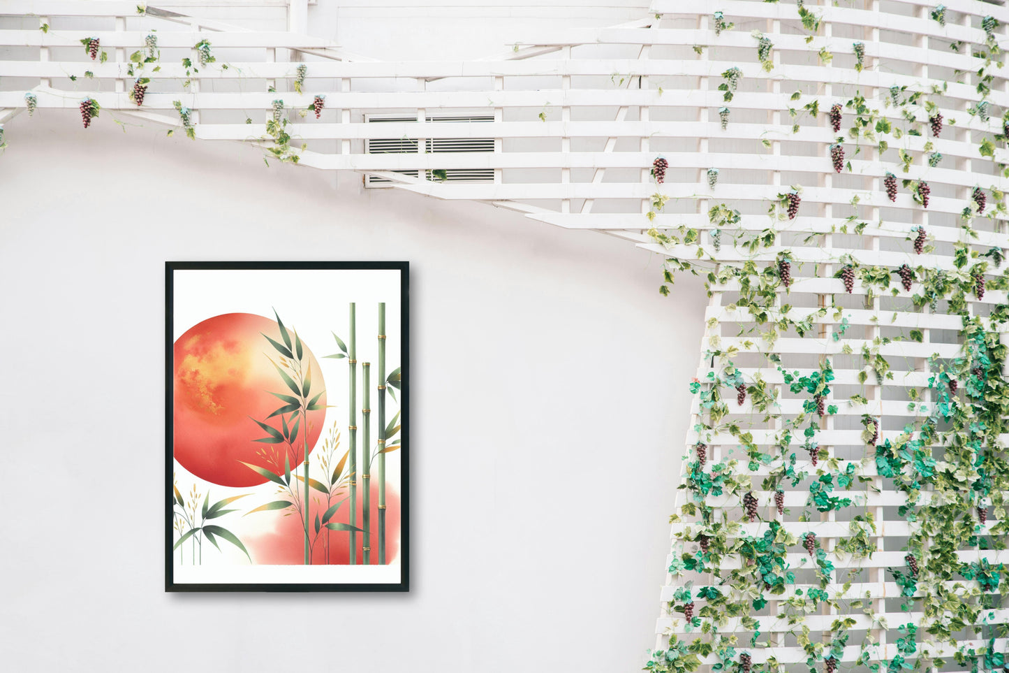 Luminiscent Prajna Japanese Art: Vibrant Surya Bamboo Vista