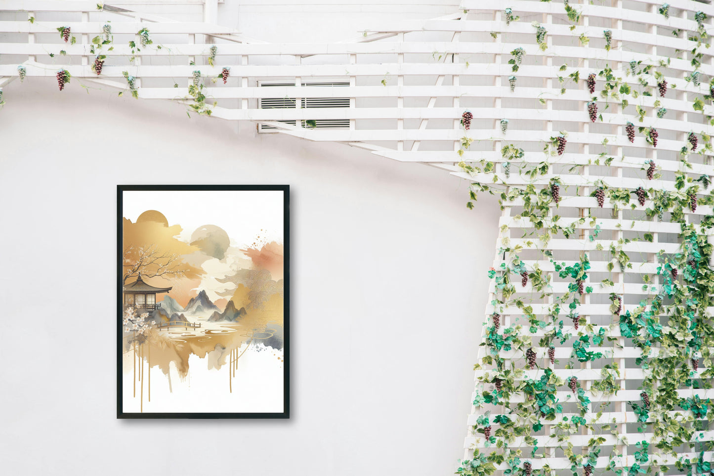 Aureate Nalin Radiance: Modern Japanese Watercolor Art