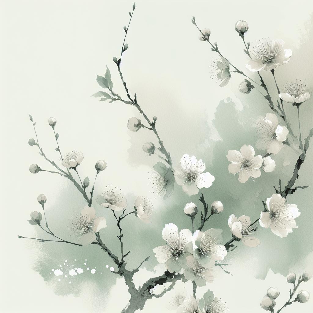 Aetherial Prasada Sakura: Modern Japanese Watercolor Art