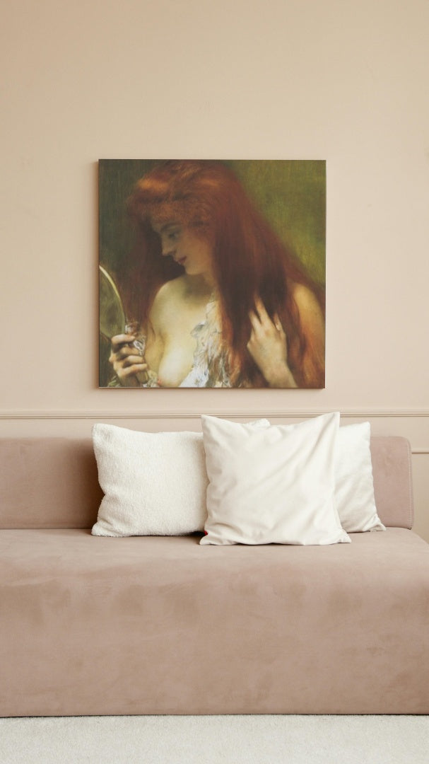 Young Red Head Gooming Herself by Henri Gervex Impressionism Art