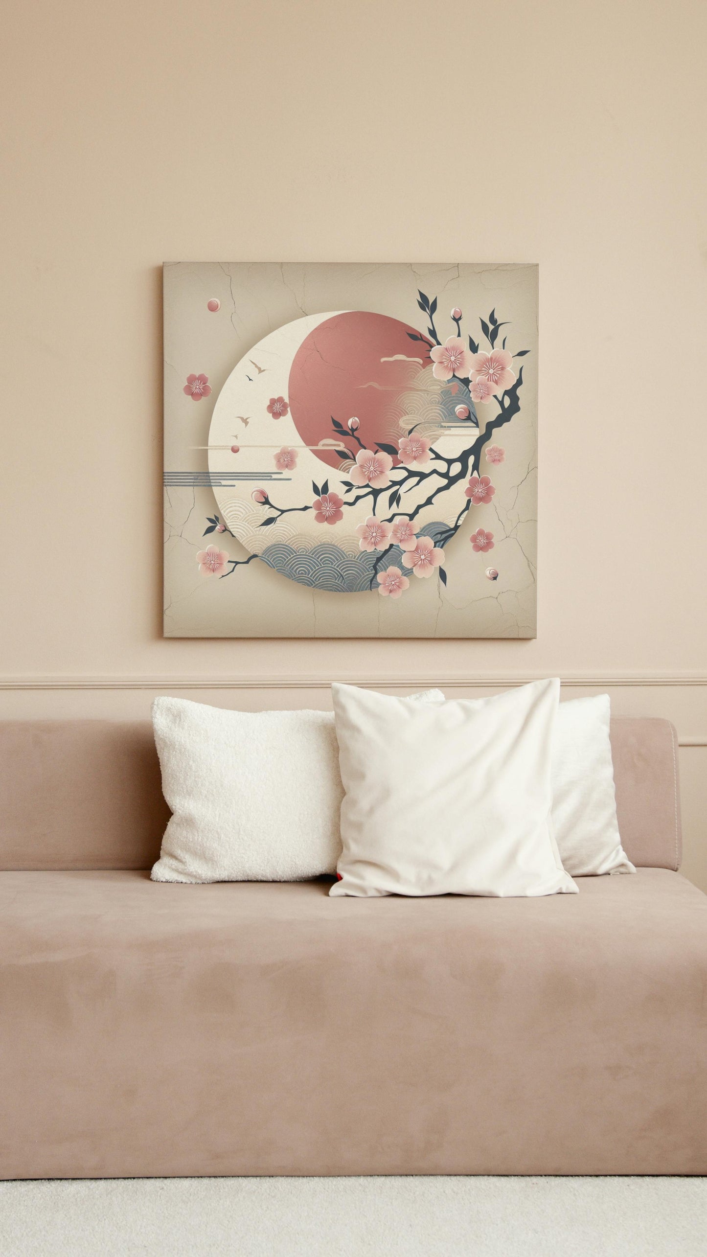 Auroral Sakura Nividae: Japanese Art with Cherry Blossoms and Sun