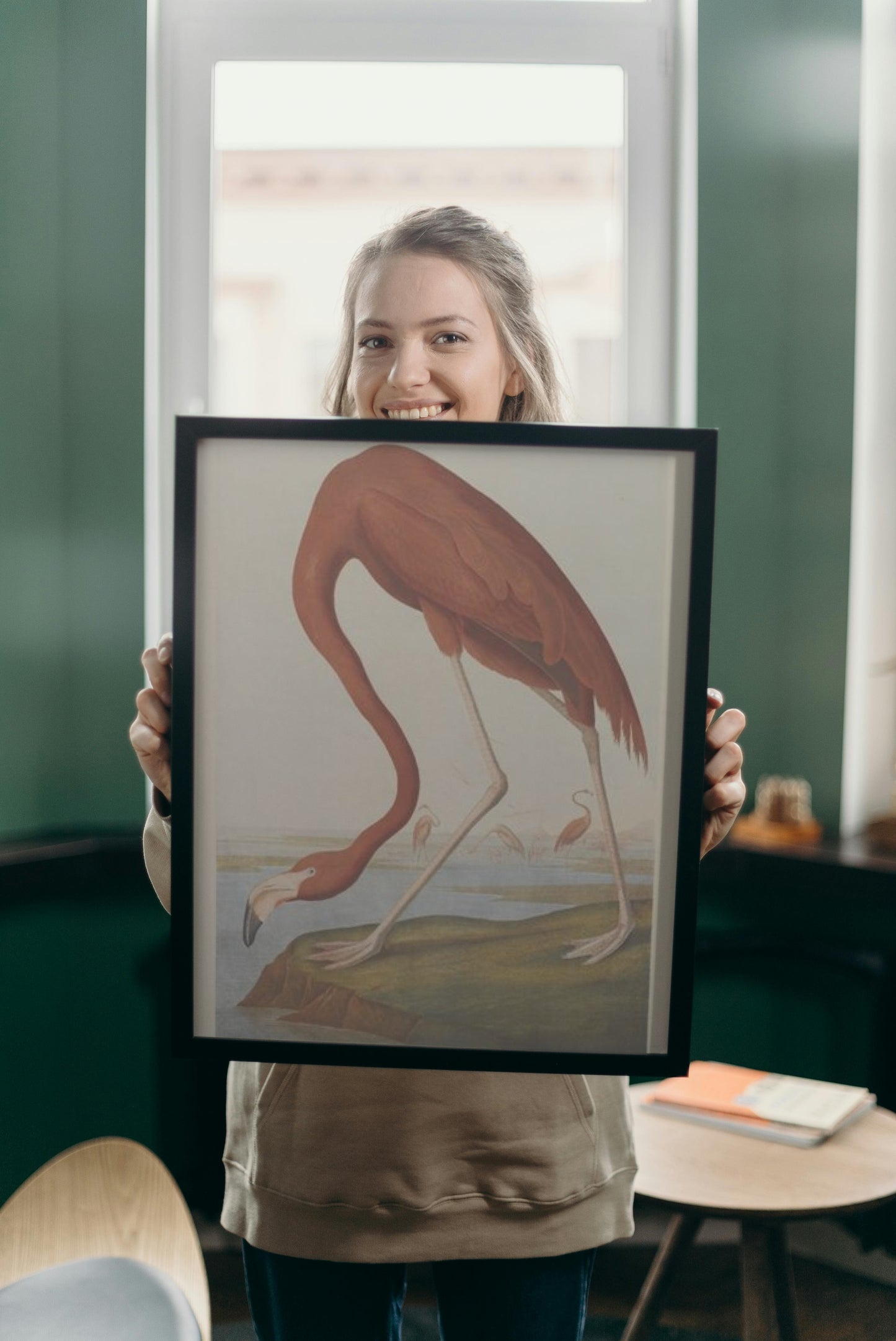 American Flamingo by John James Audubon Naturalism Art dated 1864