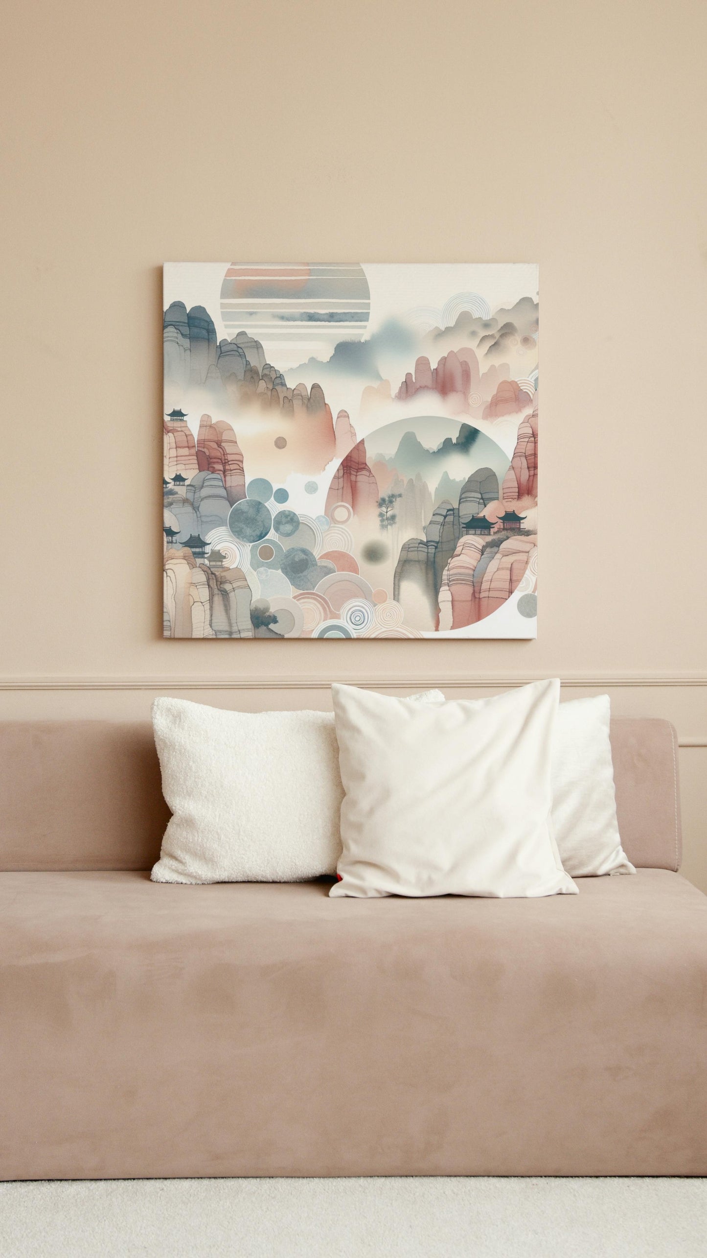 Serenus Natura Japanese Art: Watercolor Fusion with Modern Sandstone Essence