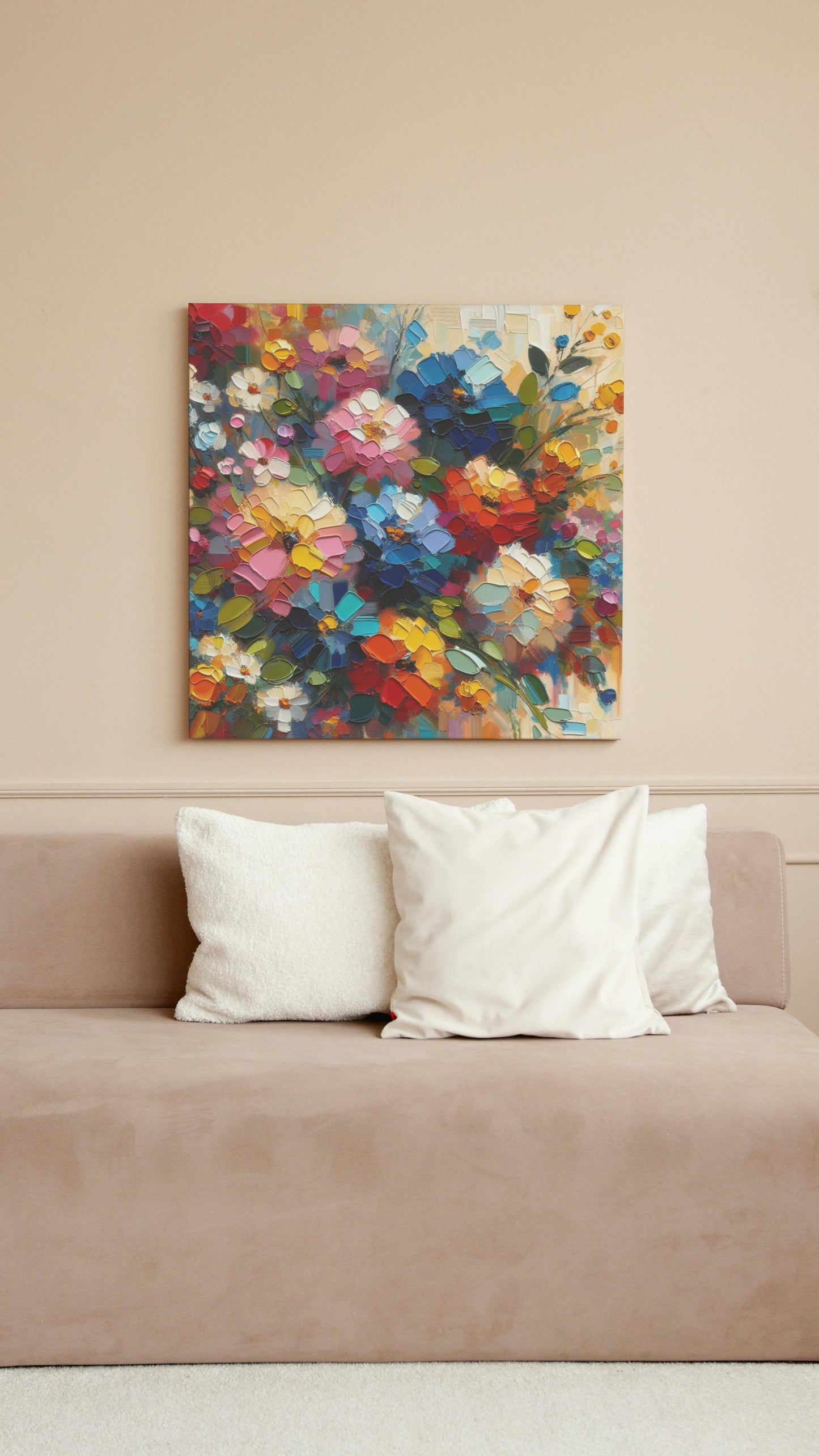 Vibrant Prasanna Blossomus: Modern Floral Oil Painting