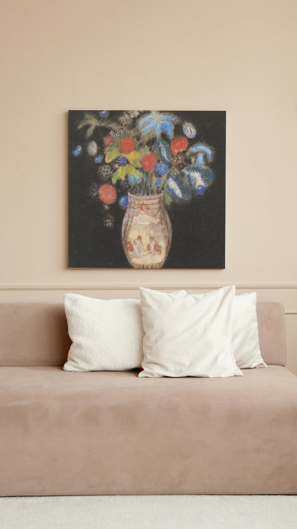 Large Boquet on a Black Background by Odilon Redon Realism Art dated 1910