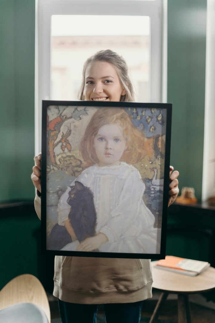 Baba and Billy (portrait of the artist&#39;s daughter, Vivian) by John Duncan Art Nouveau (Modern) Art dated 1920