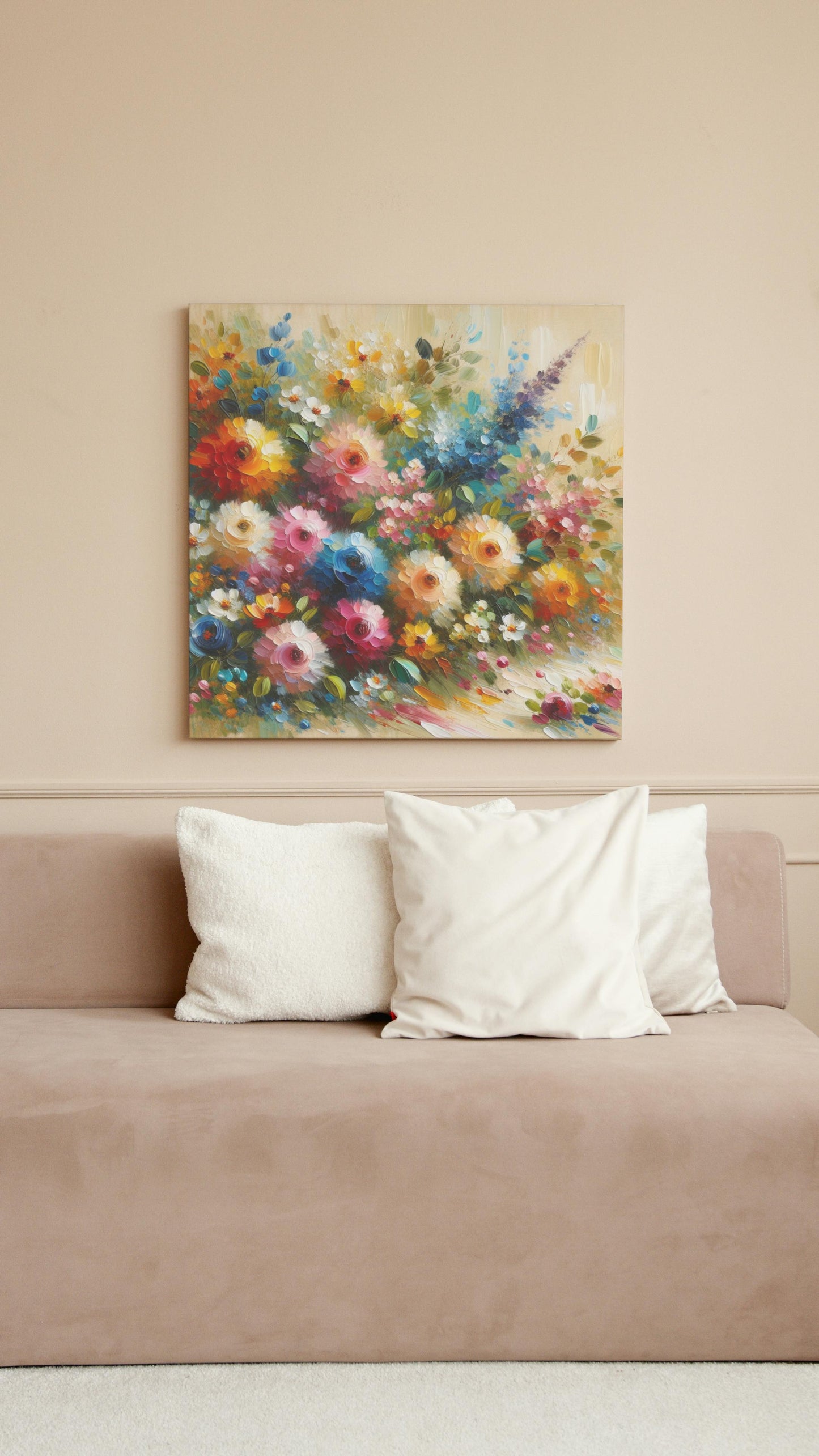 Vividus Floralia Oilpainting: Luminous Spectrum Blossoms