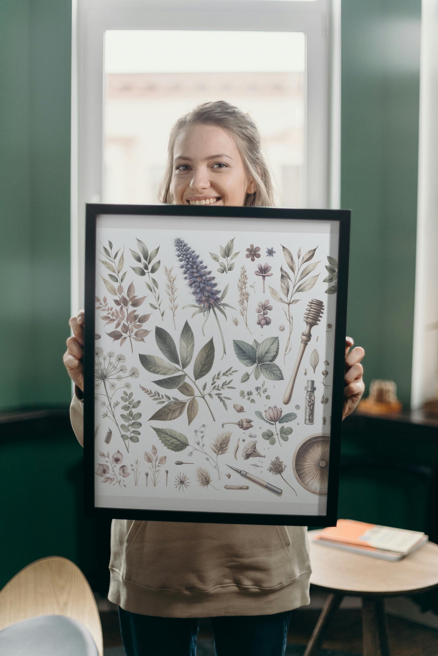 Verdantia Serenus Botanical Art: Modern Watercolor Illustration of Organic Flora