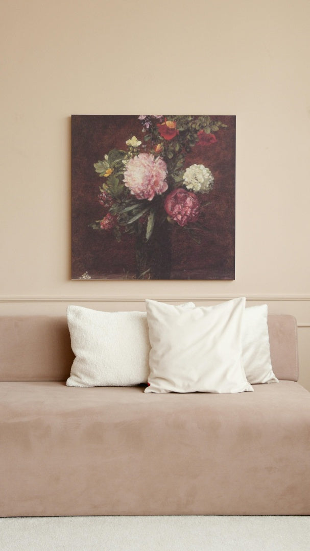 Flowers Large Bouquet with Three Peonies by Henri Fantin-Latour Realism Art dated 1879