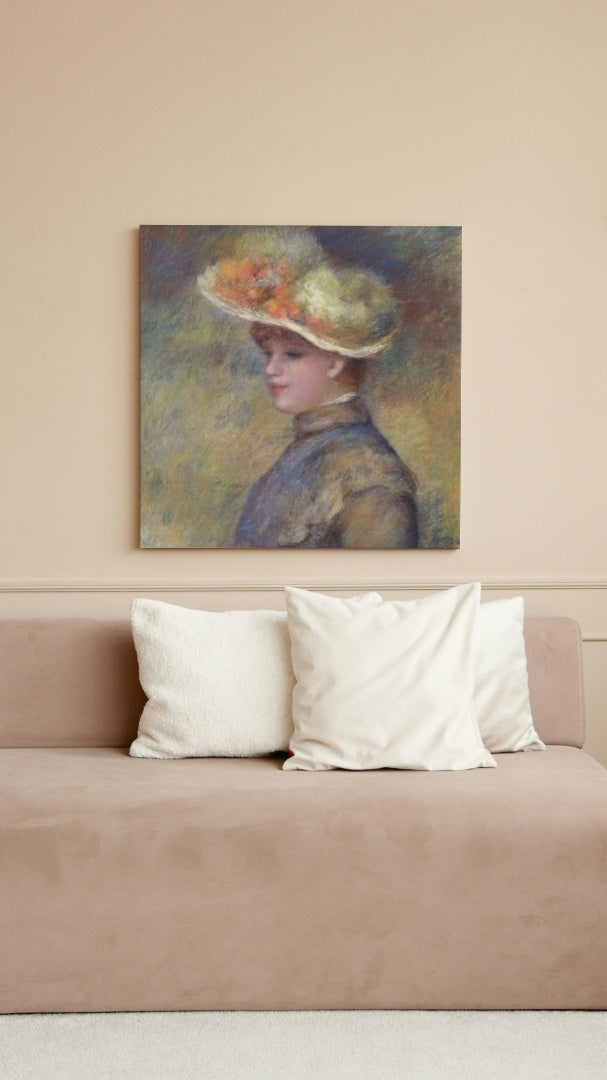 Young Woman Wearing a Hat by Pierre-Auguste Renoir Impressionism Art