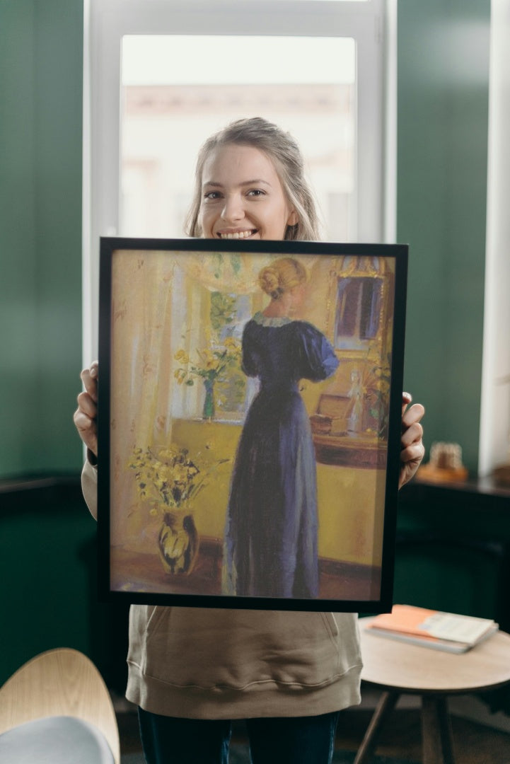 Young Woman in front of a Mirror by Anna Ancher Impressionism Art dated 1899