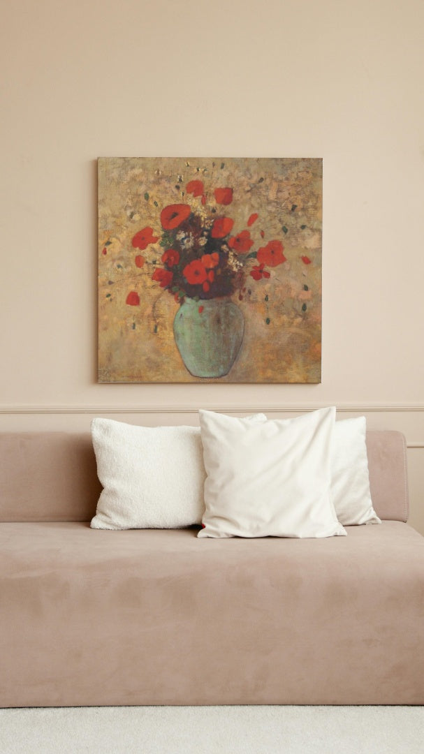 Vase of poppies by Odilon Redon Realism Art