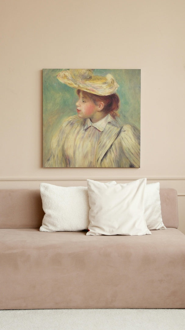 Young Woman in a Straw Hat by Pierre-Auguste Renoir Impressionism Art