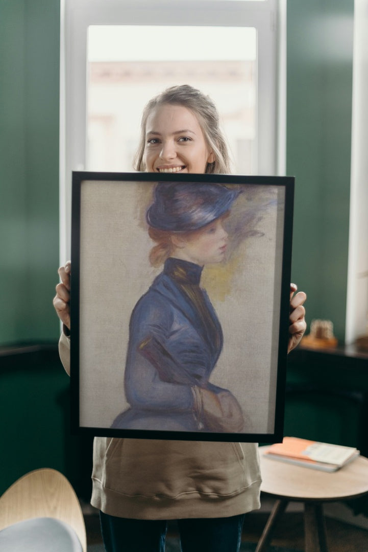 Young Woman in Bright Blue at the Conservatory by Pierre-Auguste Renoir Impressionism Art dated 1877