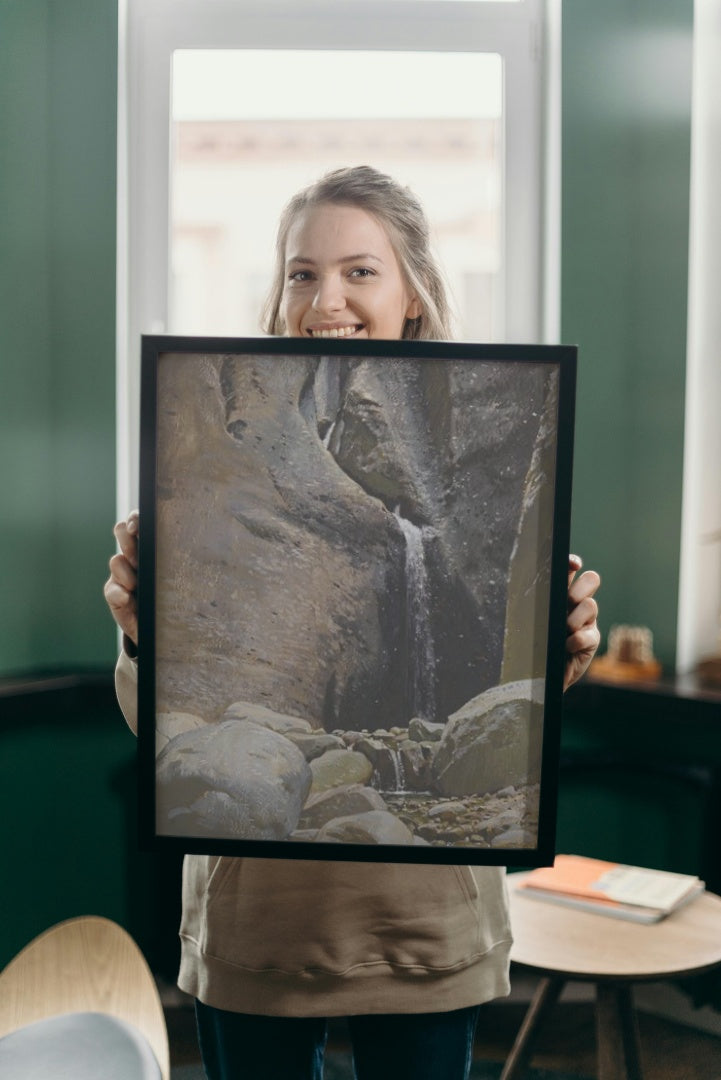 A Waterfall in Switzerland by Adolf Hir&#233;my-Hirschl Symbolism Art