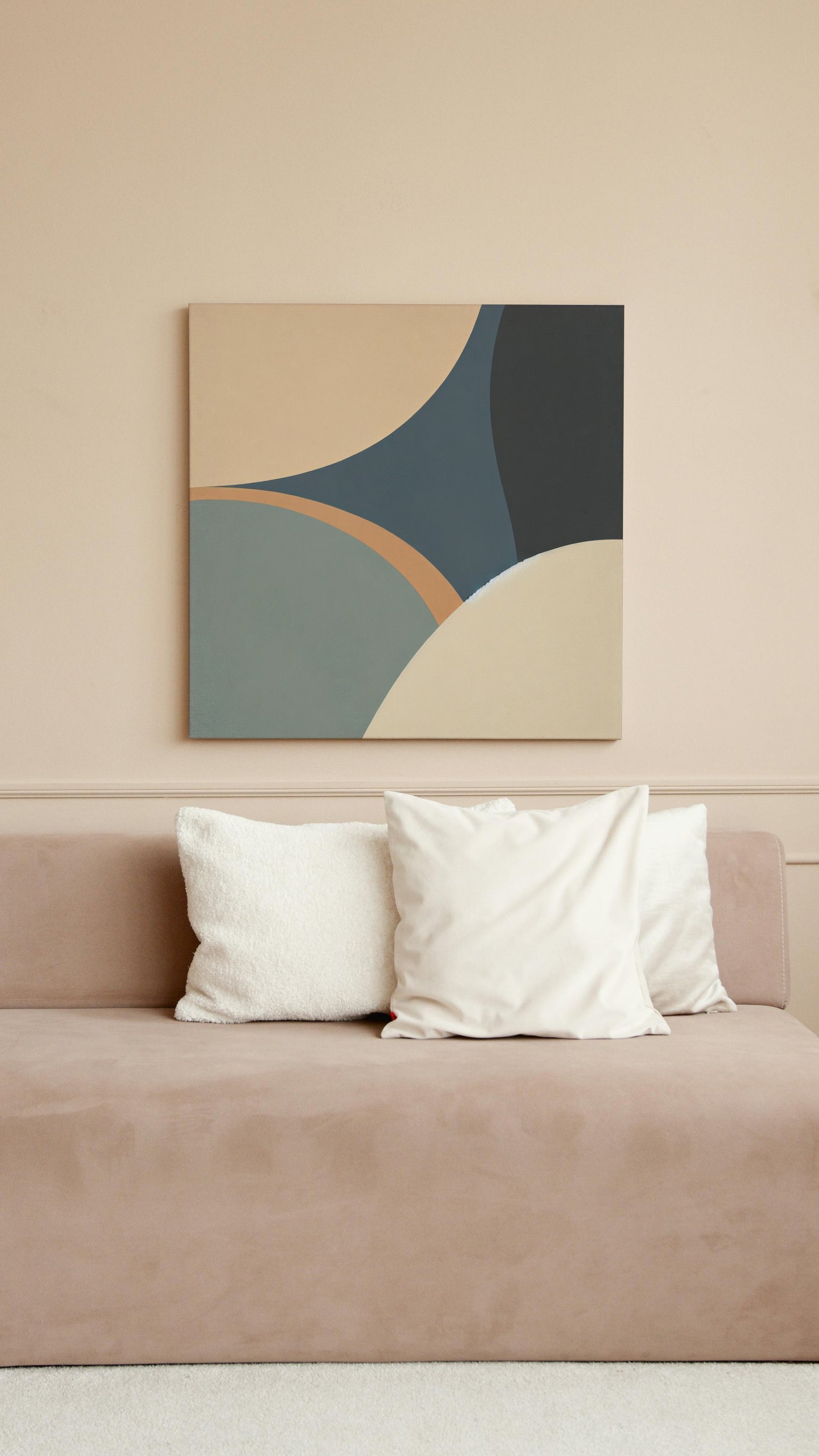 Aureum Vistara Abstractum: Serene Navy and Beige Modern Wall Art