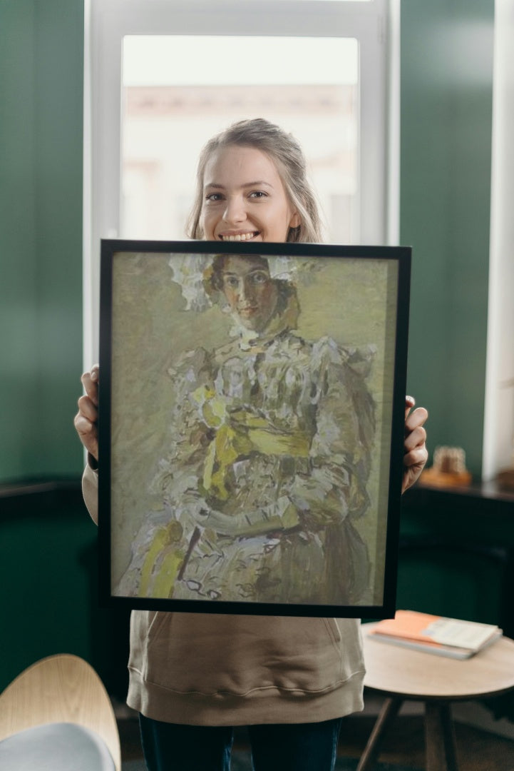 Portrait of Nadezhda Zabela-Vrubel, the Artist&#39;s Wife, in an Empire Dress by Mikhail Vrubel Art Nouveau (Modern) Art dated 1898