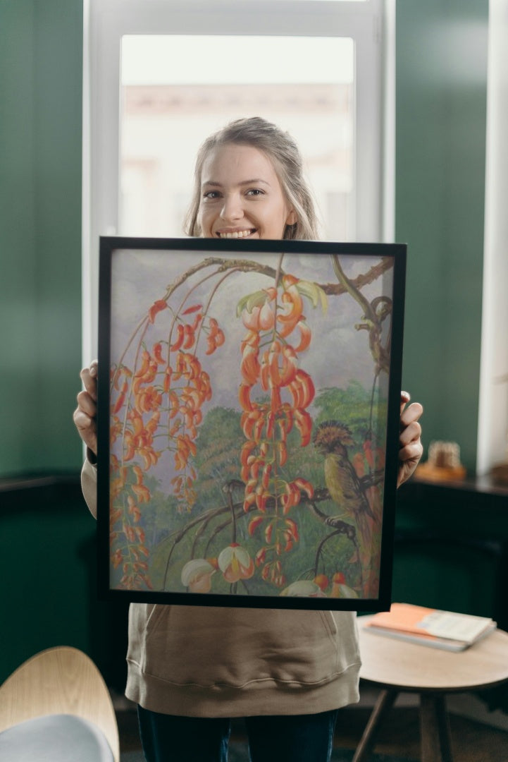 Flowers of a Coral Tree and King of the Flycatchers, Brazil by Marianne North Naturalism Art