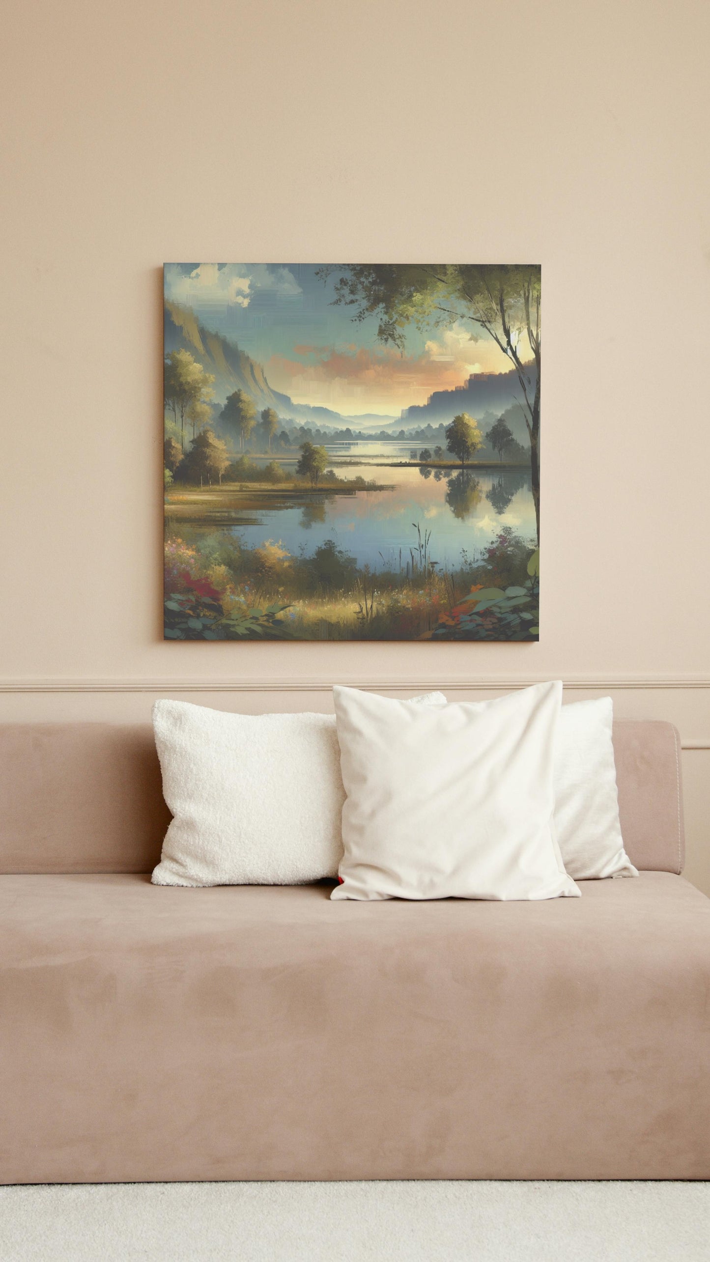 Serene Vistarama Verdant Landscape Oil Painting