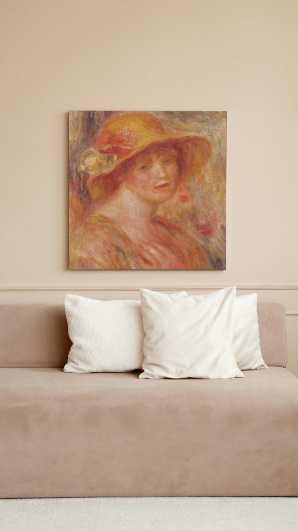 Woman in a Straw Hat by Pierre-Auguste Renoir Impressionism Art dated 1918