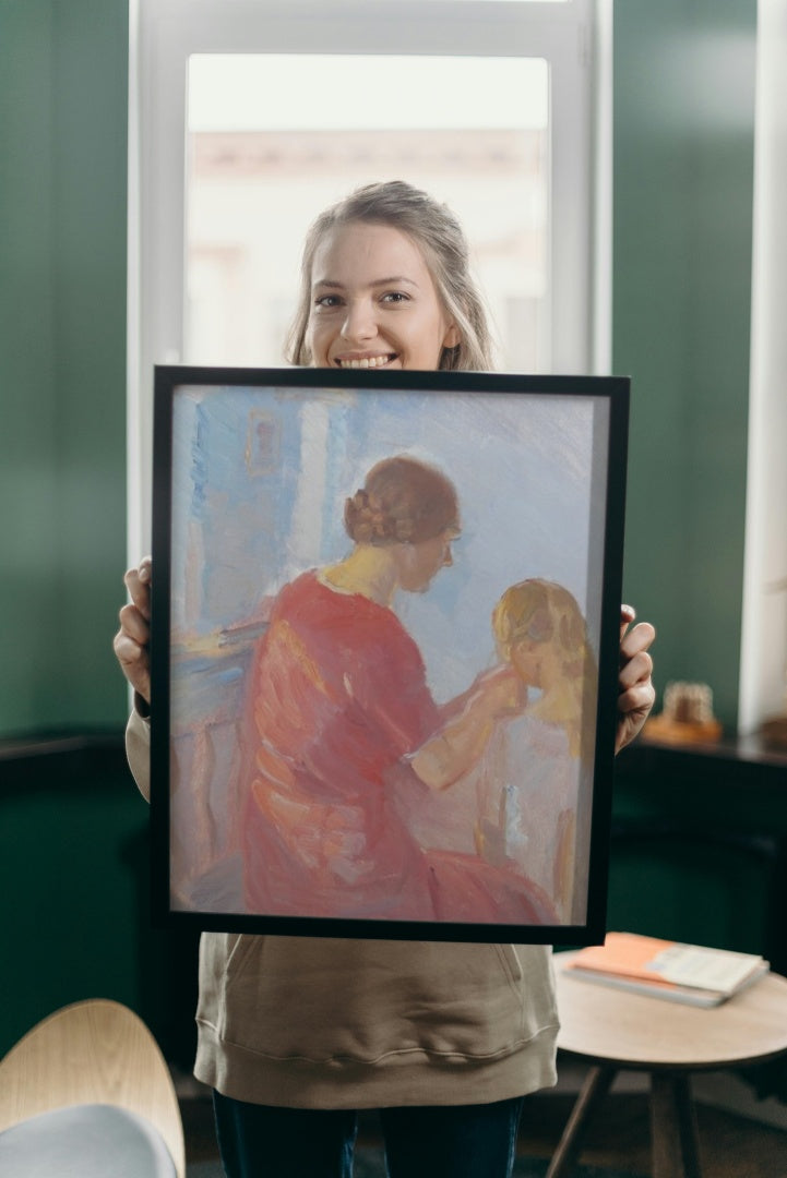 A Mother Plaiting Her Daughters Hair by Anna Ancher dated 1915