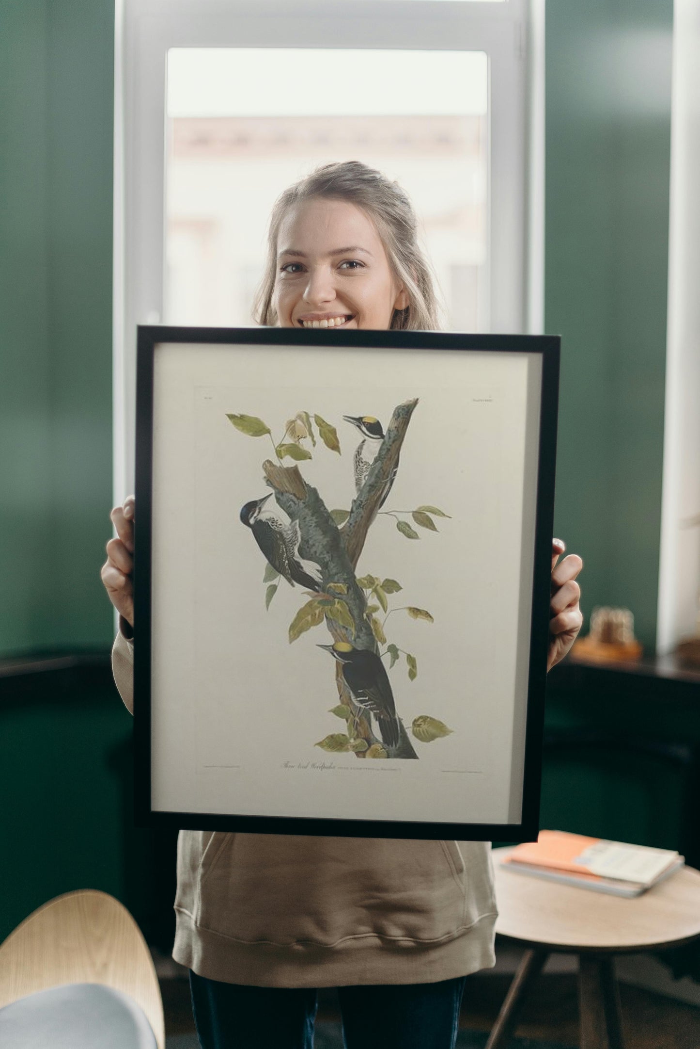 Plate 132 Three-toed Woodpecker by John James Audubon Naturalism Art