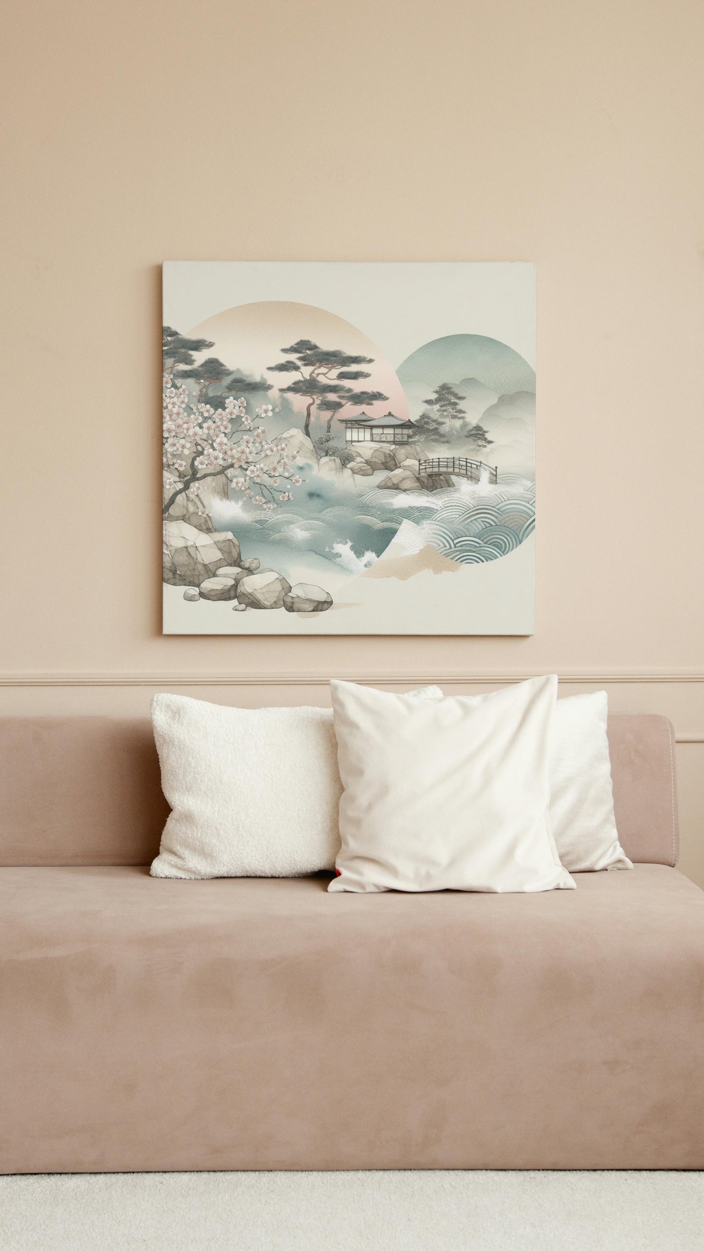 Serenum Natura Japanese Art: A Modern Watercolor of Sandstone Textures