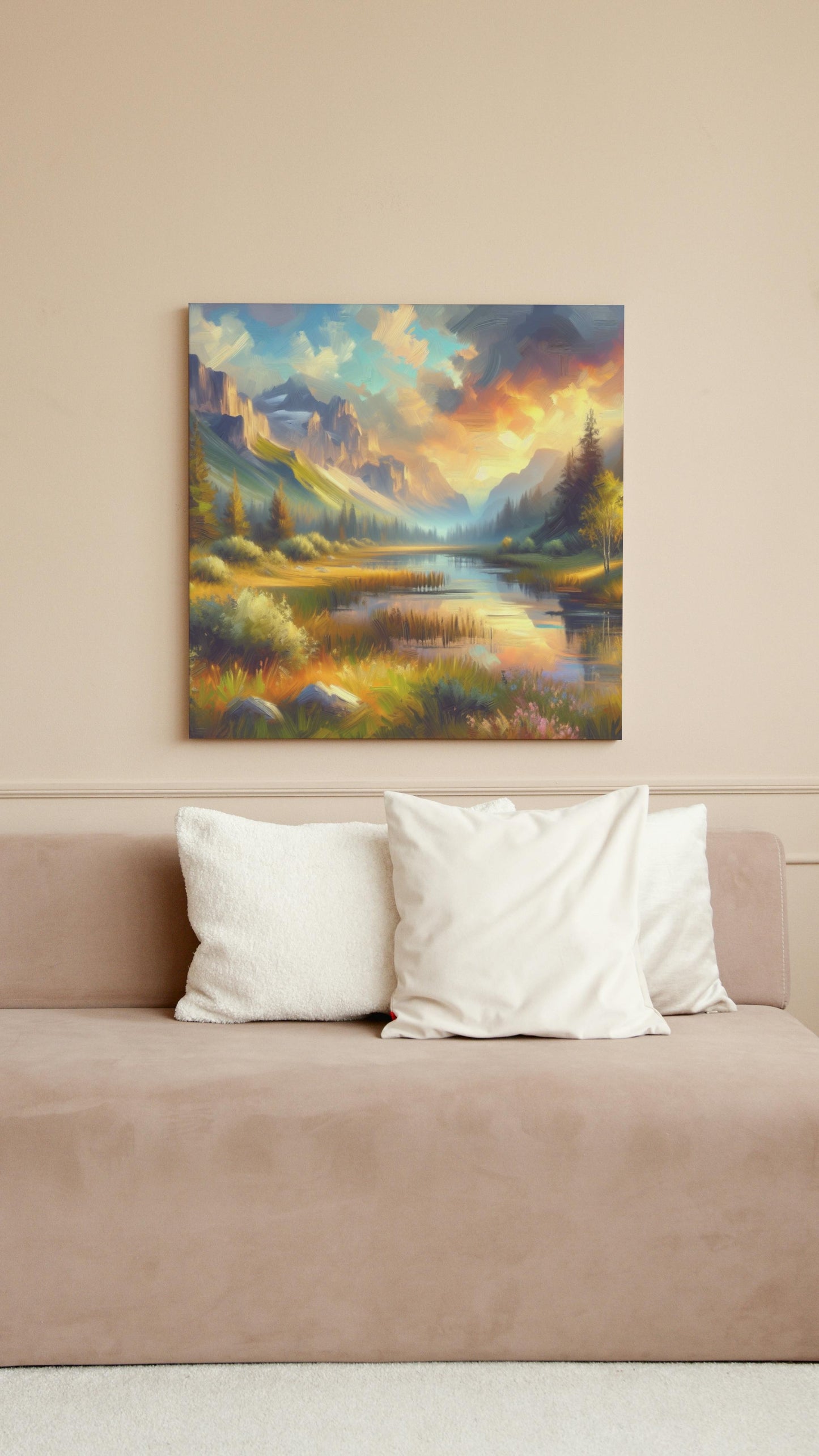 Seraphic Pristinus Vista: Enchanting Landscape Oil Painting