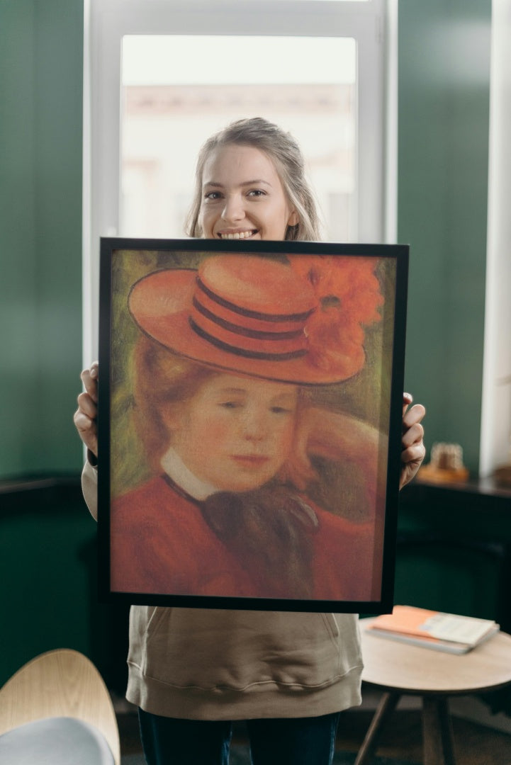 Young Girl in a Red Hat by Pierre-Auguste Renoir Impressionism Art dated 1899