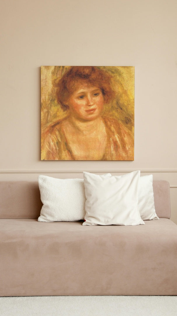 Woman`s Head by Pierre-Auguste Renoir Impressionism Art dated 1919