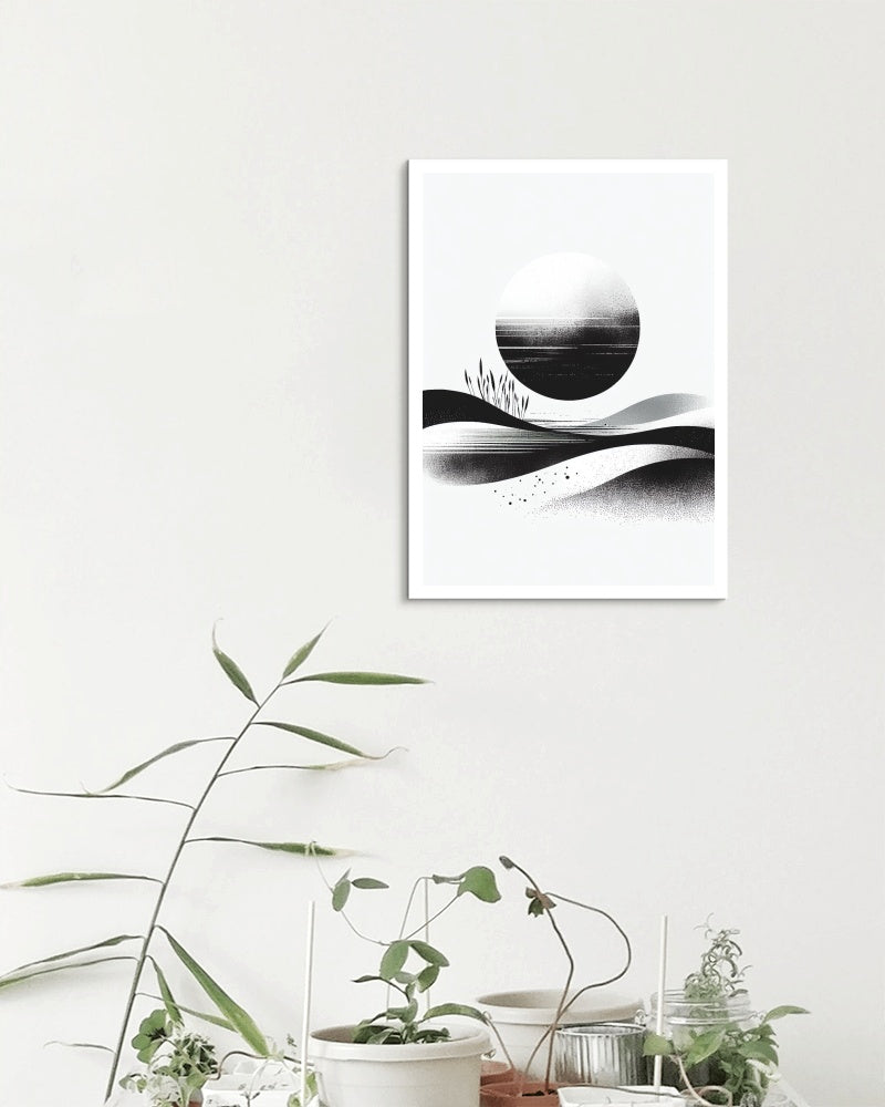 Nigrum-Alba Serenitas: Elegant Black and White Minimalistic Art