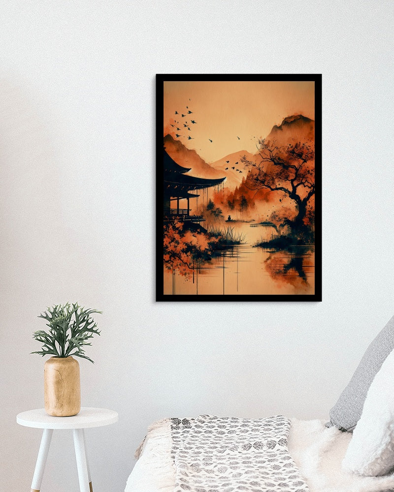 Aurantiaco-Nigrum Vaporo: Exquisite Japanese Watercolor Art