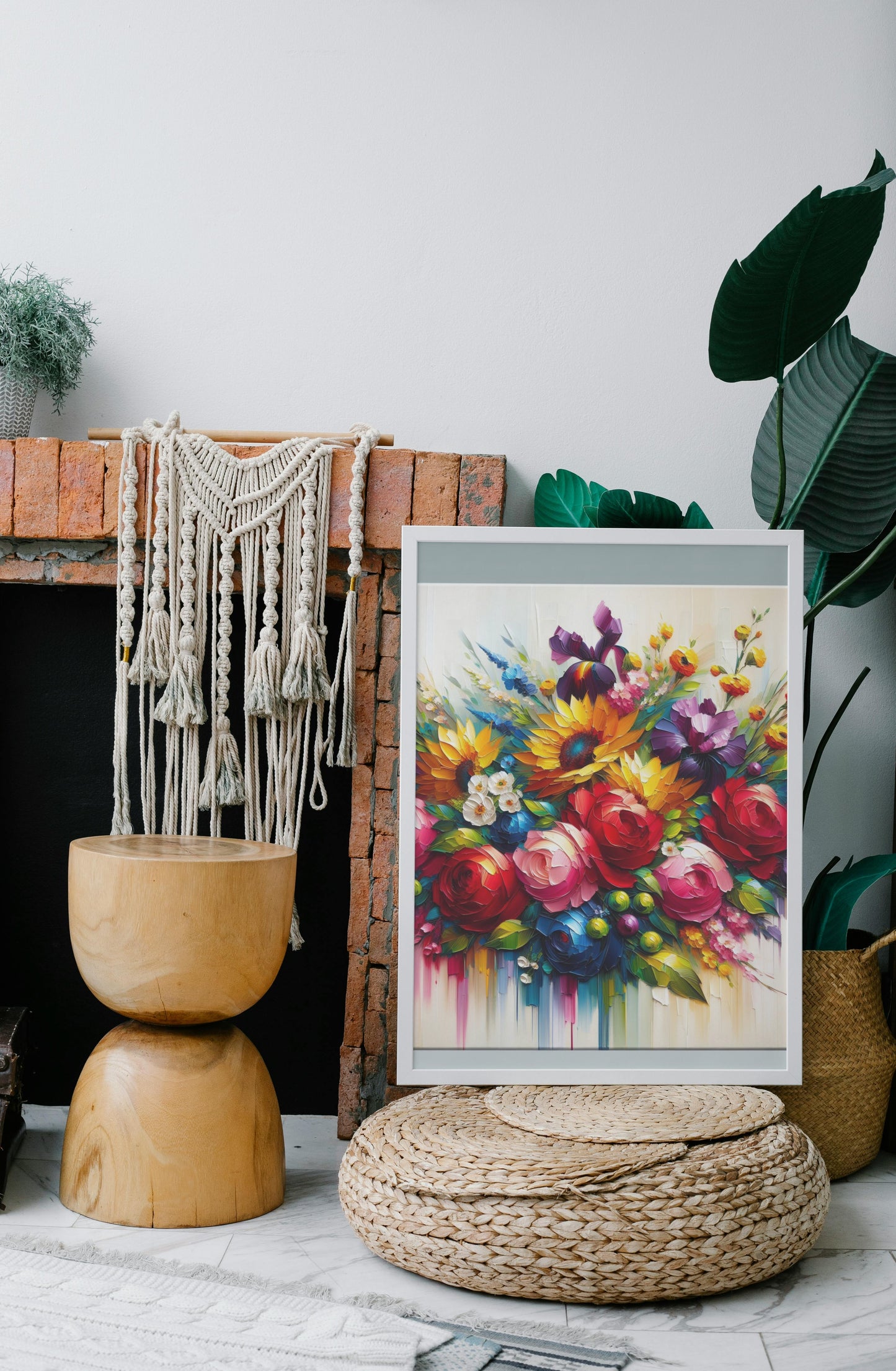 Vibrant Amara Blossomus: Modern Floral Oil Painting