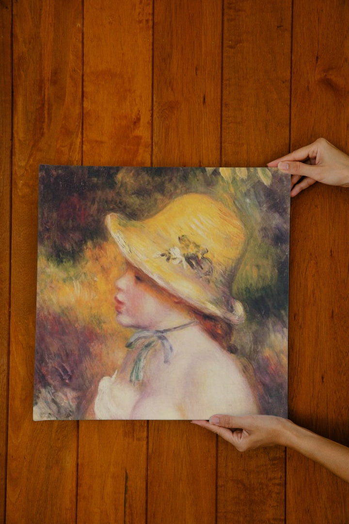 Young Girl in a Straw Hat by Pierre-Auguste Renoir Impressionism Art dated 1890