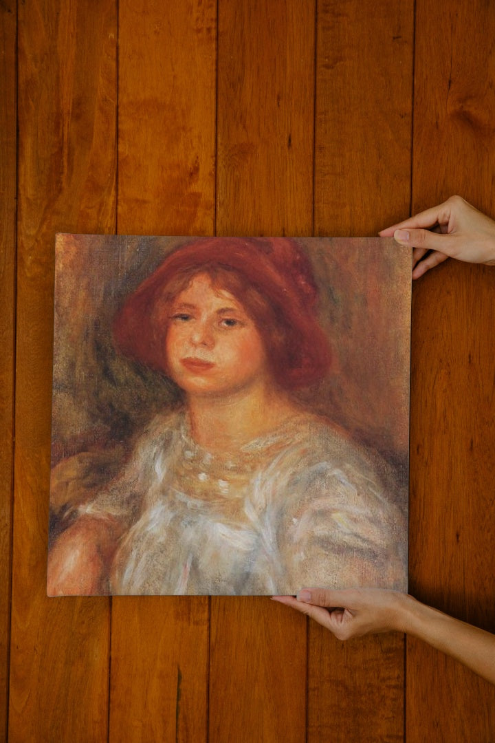 Young Girl Wearing a Red Hat by Pierre-Auguste Renoir Impressionism Art dated 1913