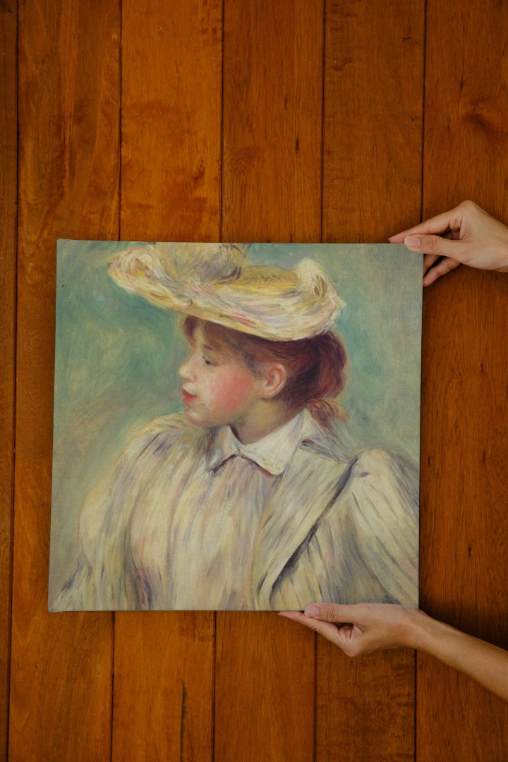 Young Woman in a Straw Hat by Pierre-Auguste Renoir Impressionism Art