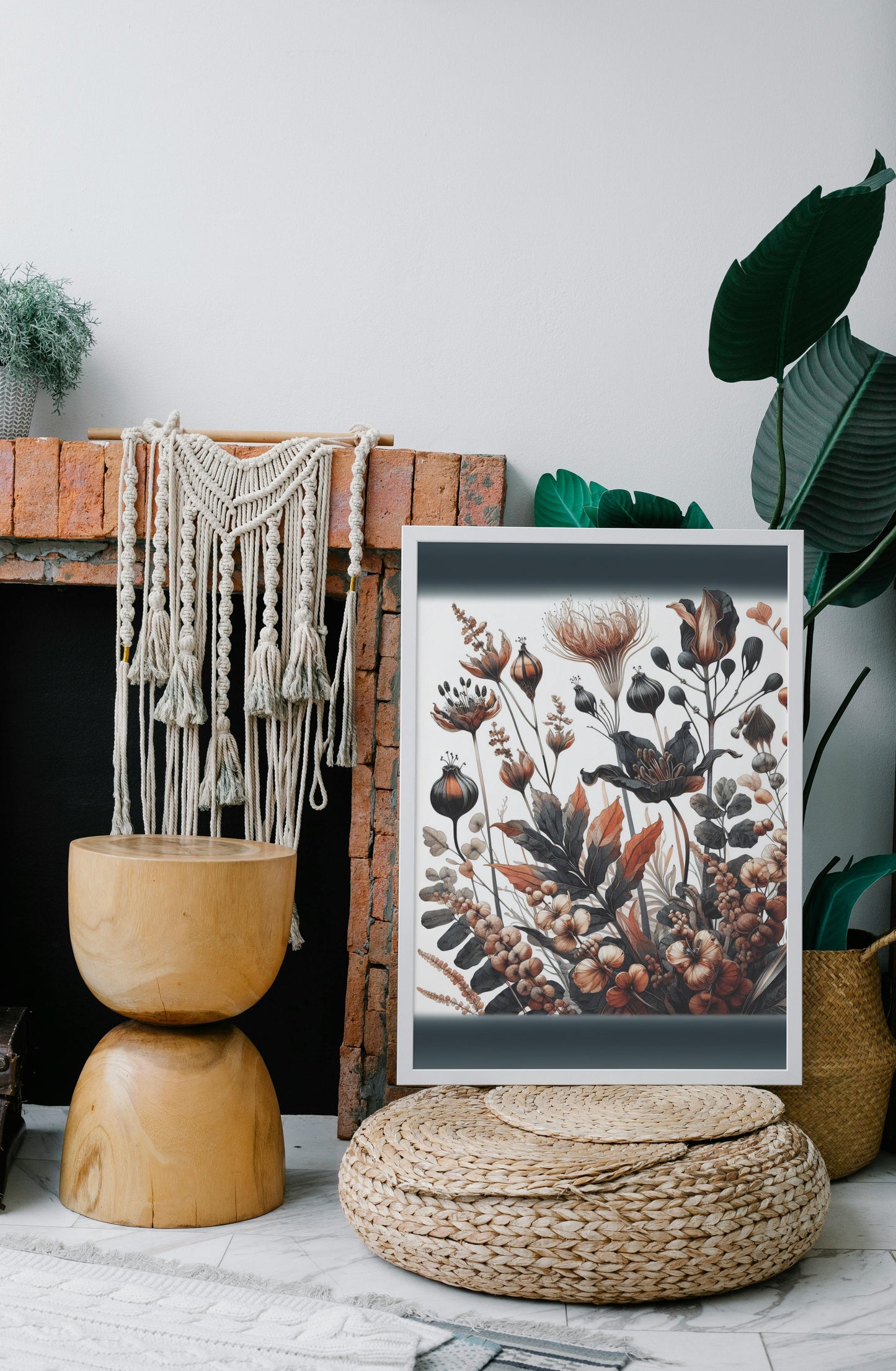 Vividus Flora Noir: Modern Botanical Watercolor Art