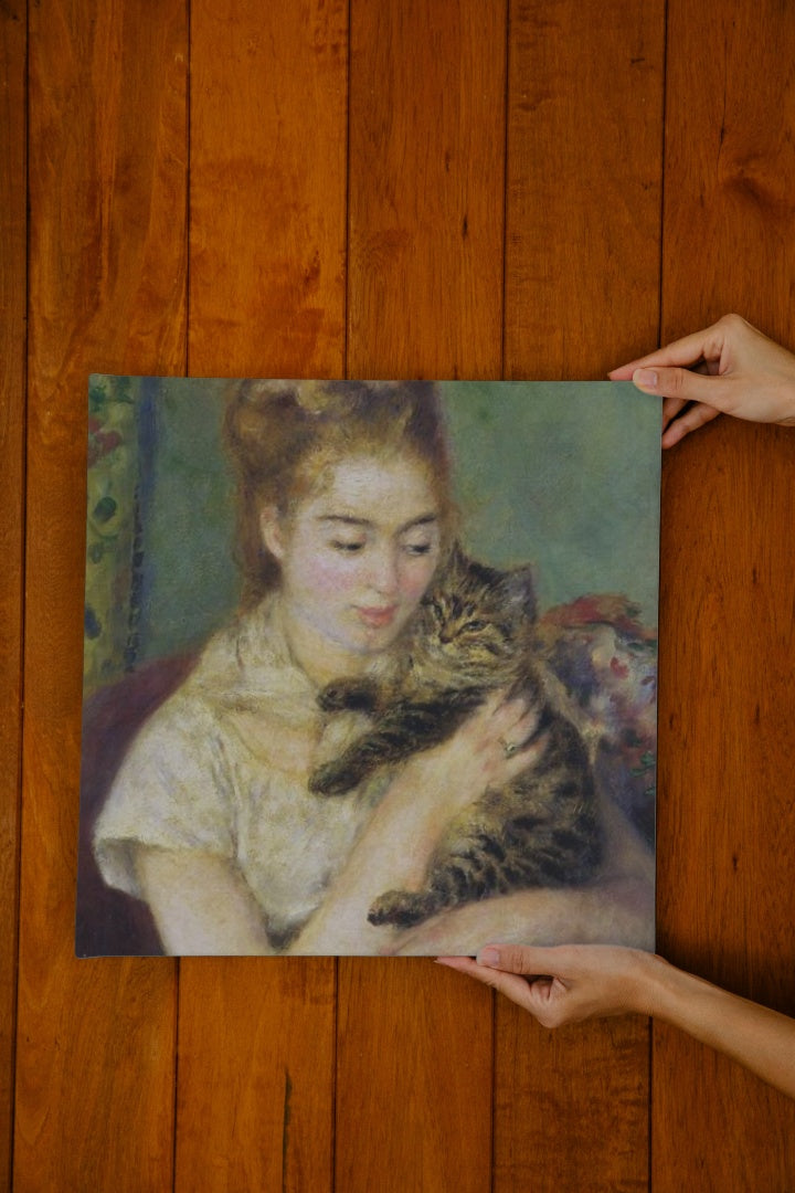 Woman with a Cat by Pierre-Auguste Renoir Impressionism Art dated 1875