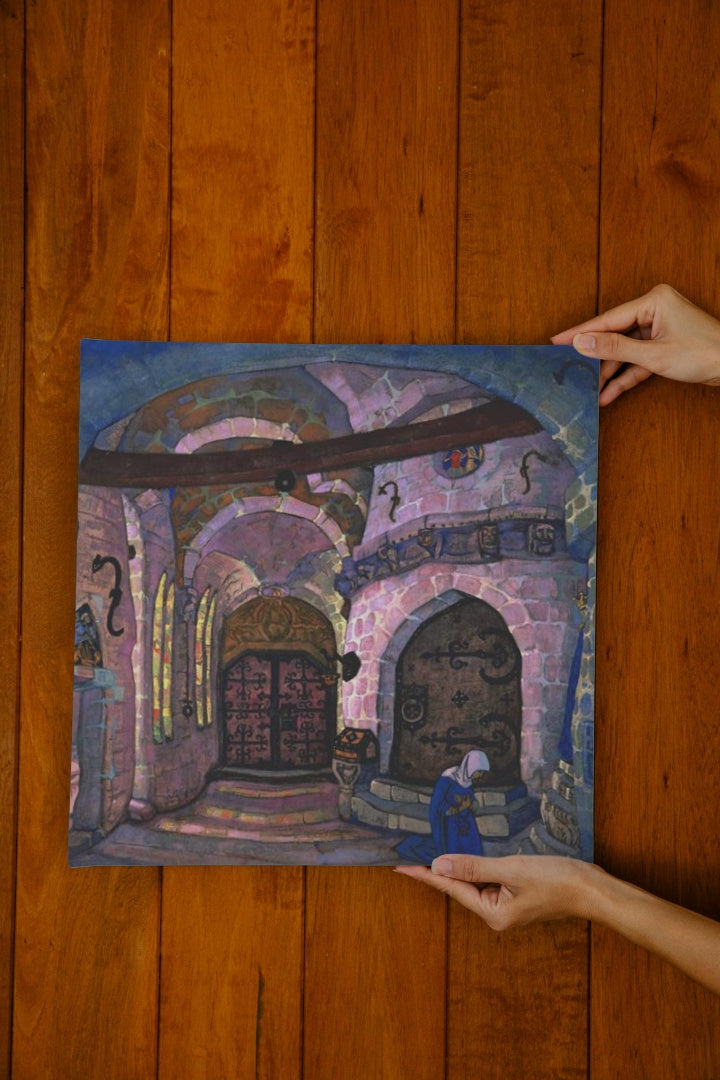 In a monastery by Nicholas Roerich Art Nouveau (Modern) Art dated 1914