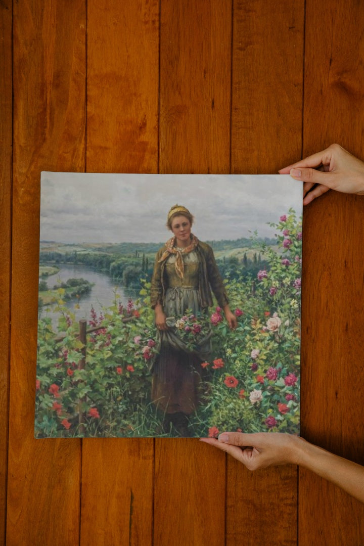 A Maid in Her Garden by Daniel Ridgway Knight Realism Art