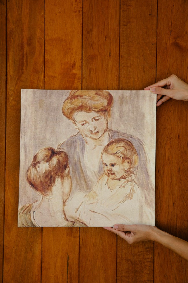 A Baby Smiling at Two Young Women by Mary Cassatt Impressionism Art dated 1873