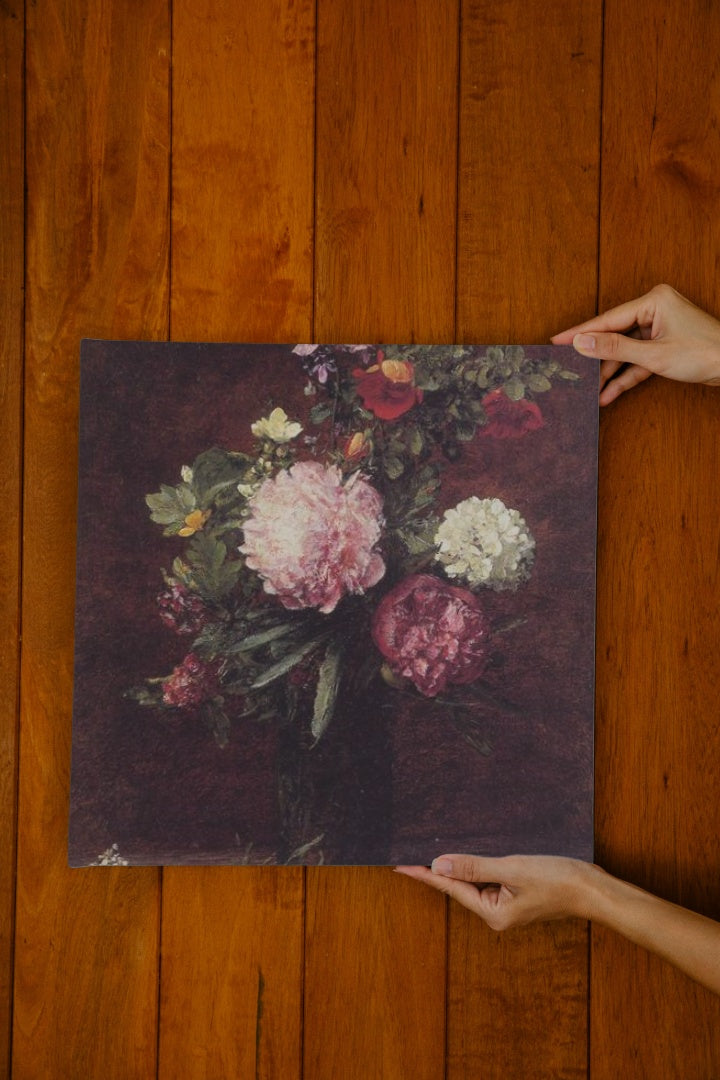 Flowers Large Bouquet with Three Peonies by Henri Fantin-Latour Realism Art dated 1879