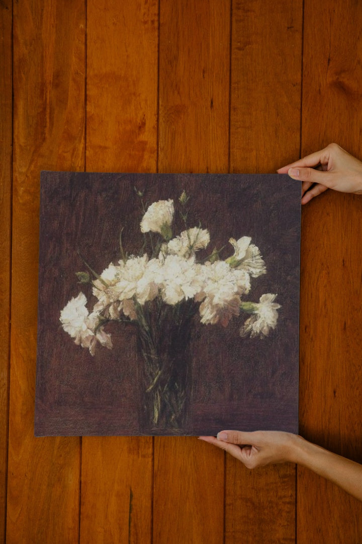 White Carnations by Henri Fantin-Latour Realism Art dated 1904