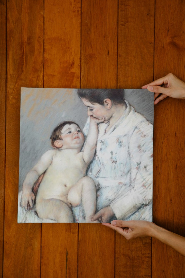 Baby`s First Caress by Mary Cassatt Impressionism Art dated 1891