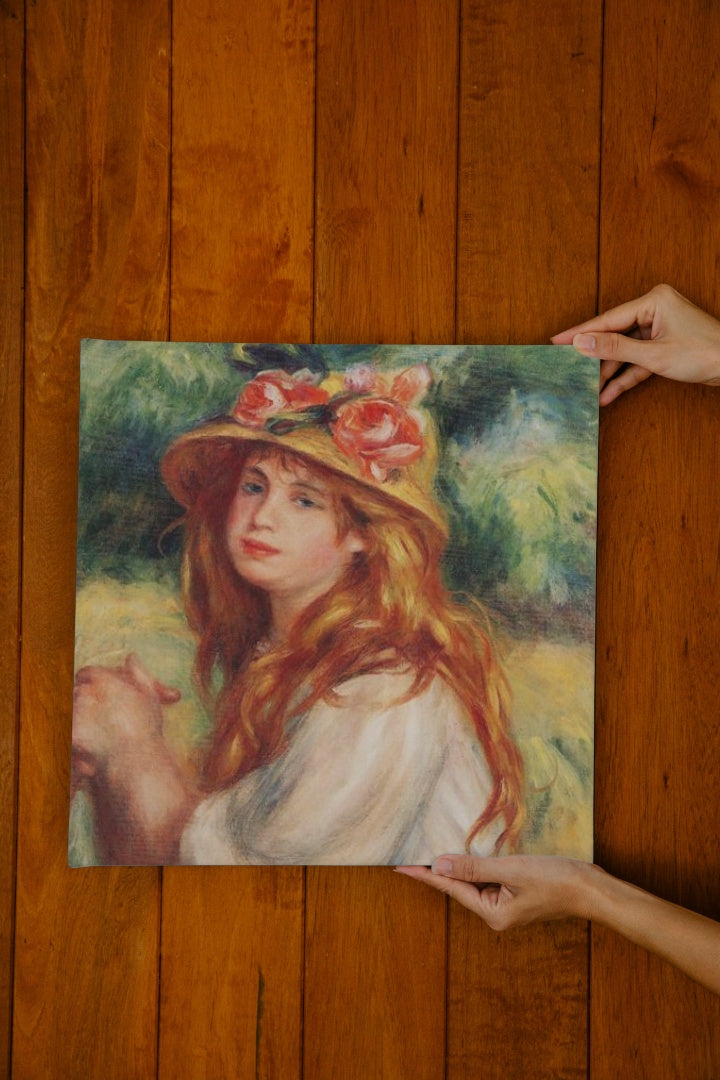 Blond in a Straw Hat(Seated Girl) by Pierre-Auguste Renoir Impressionism Art