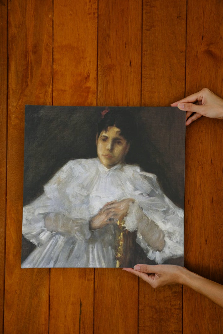 Girl in White by William Merritt Chase Impressionism Art dated 1890