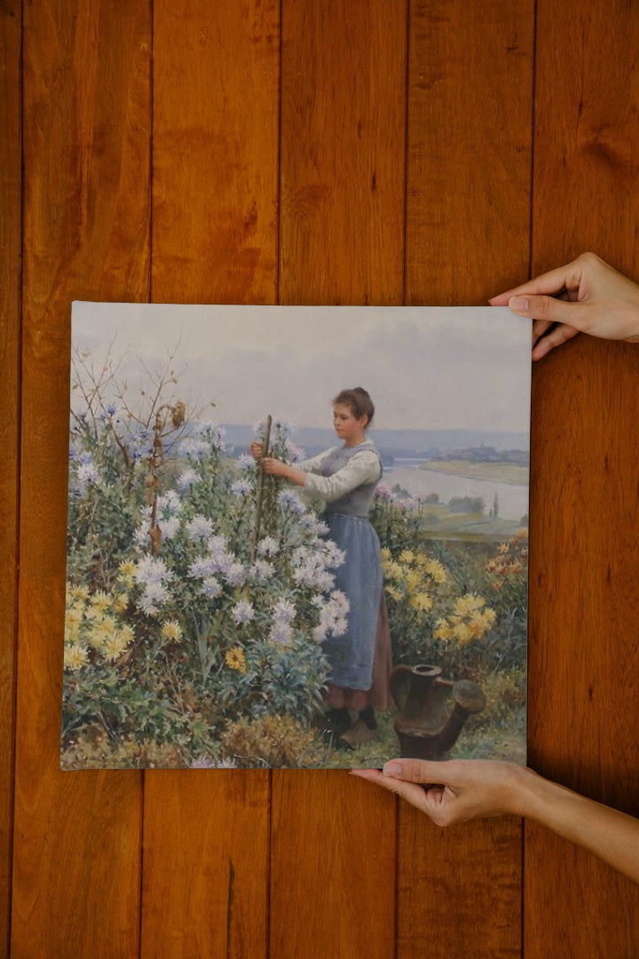 Chrysanthemums by Daniel Ridgway Knight Realism Art dated 1898