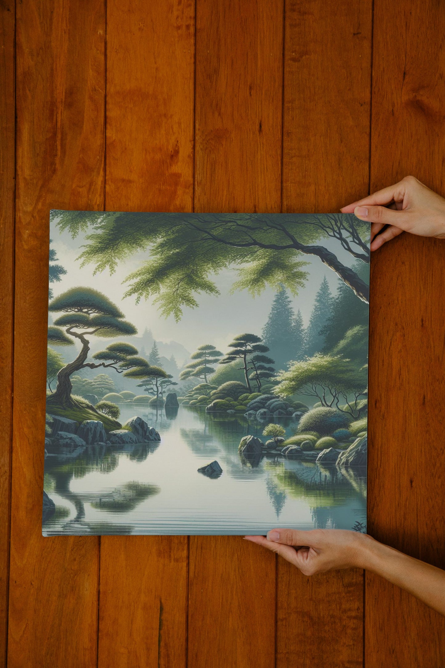 Serene Aarambh Verdant Japanese Watercolor Art